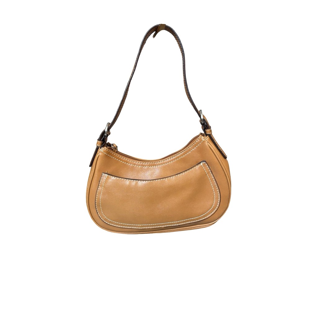 Nine West Small Shoulder Bag Tan Faux Leather Y2K Baguette Purse